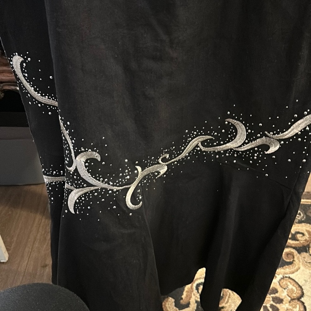 Long black and silver skirt for women for work, a date, for any day denim